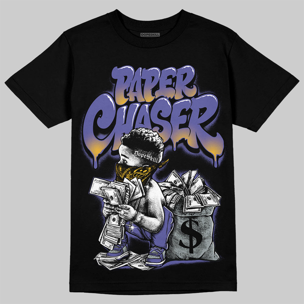 Jordan 4 Retro Lakers DopeSkill T-Shirt Paper Chaser Boy Graphic Streetwear - Black
