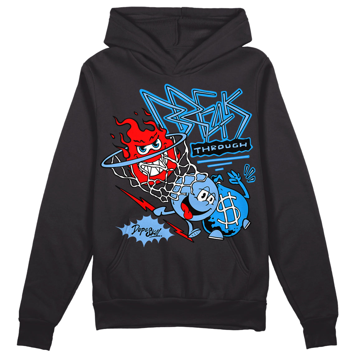 Jordan 9 Powder Blue DopeSkill Hoodie Sweatshirt Break Through Graphic Streetwear - Black