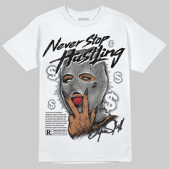 Jordan 3 Retro Black Cat DopeSkill T-Shirt Never Stop Hustling Graphic Streetwear - White