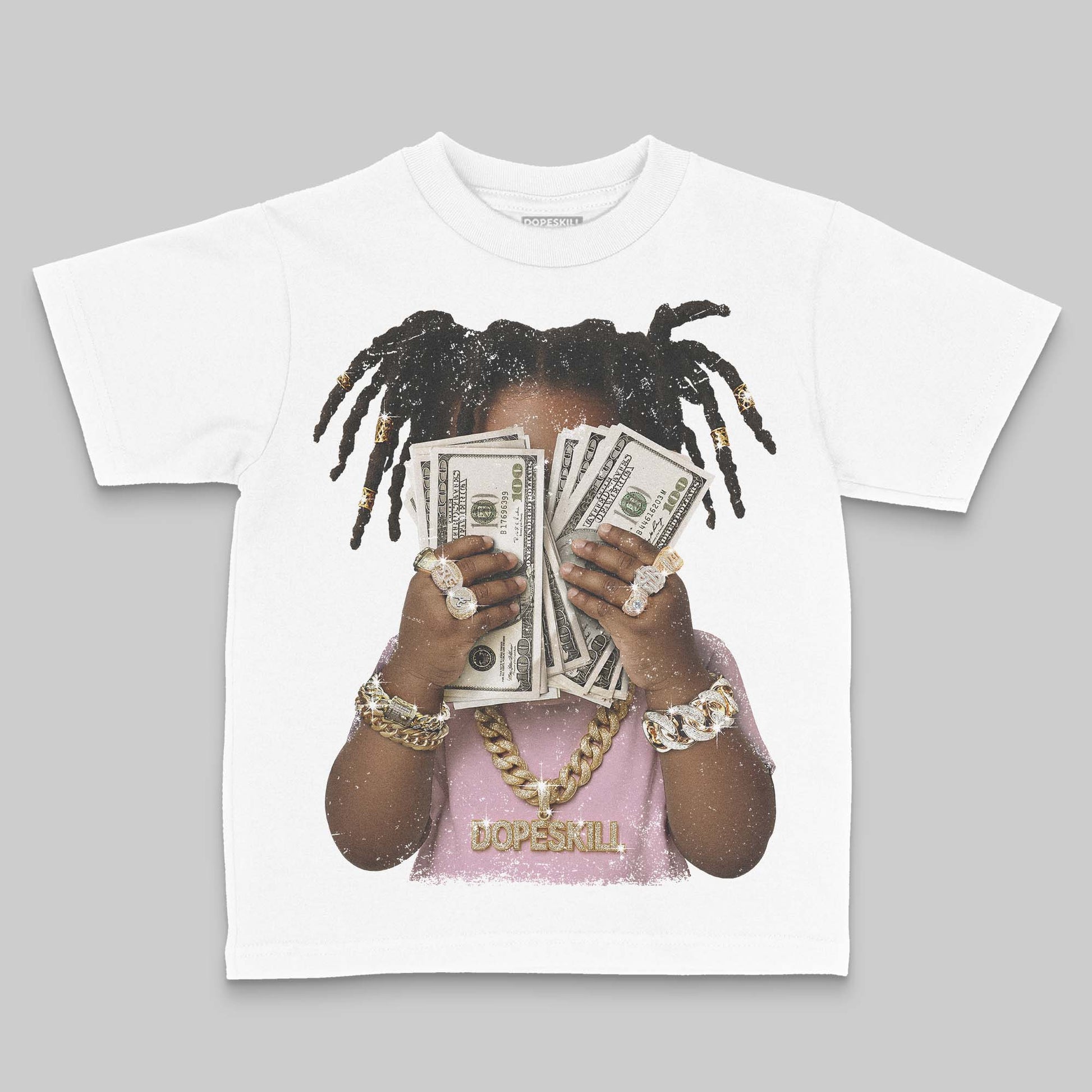 Jordan 12 GS “Pearl Pink” DopeSkill Toddler Kids T-shirt Rich Youth Graphic Streetwear - White