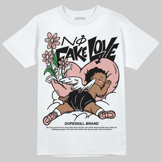 Jordan 1 Low OG “Rust Pink” DopeSkill T-Shirt No Fake Love Graphic Streetwear  White