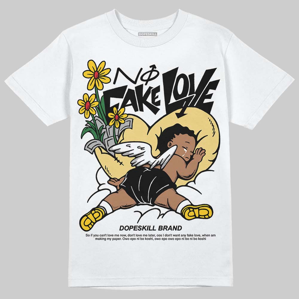 Quai 54 x Air Jordan 1 Retro Low OG Tour Yellow Black DopeSkill T-Shirt No Fake Love Graphic Streetwear - White