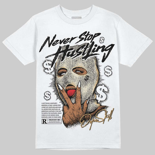 Jordan 5 Retro Reverse Metallic DopeSkill T-Shirt Never Stop Hustling Graphic Streetwear - White