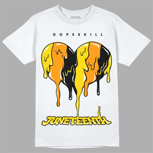 Jordan 6 “Yellow Ochre” DopeSkill T-Shirt Juneteenth Heart Graphic Streetwear - White
