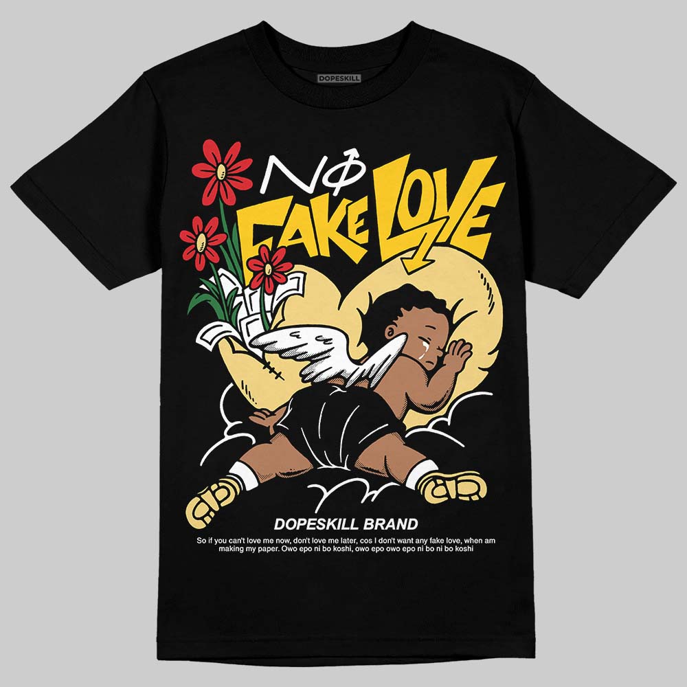 Quai 54 x Air Jordan 1 Retro Low OG Tour Yellow Black DopeSkill T-Shirt No Fake Love Graphic Streetwear - black