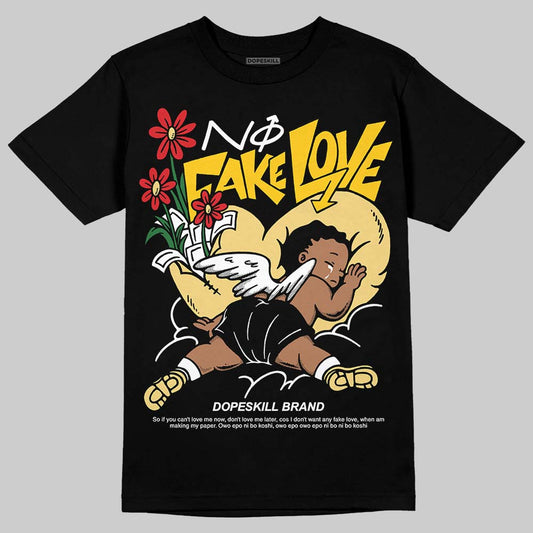 Quai 54 x Air Jordan 1 Retro Low OG Tour Yellow Black DopeSkill T-Shirt No Fake Love Graphic Streetwear - black