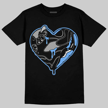 Jordan 5 Black University Blue DopeSkill T-Shirt Heart Jordan 5 Graphic Streetwear - Black