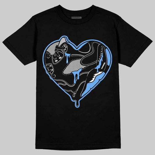 Jordan 5 Black University Blue DopeSkill T-Shirt Heart Jordan 5 Graphic Streetwear - Black