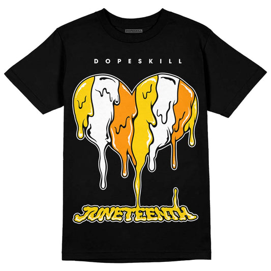 Jordan 6 “Yellow Ochre” DopeSkill T-Shirt Juneteenth Heart Graphic Streetwear - Black