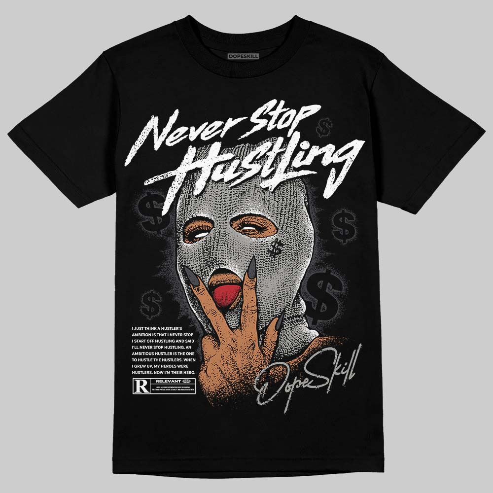 Jordan 3 Retro Black Cat DopeSkill T-Shirt Never Stop Hustling Graphic Streetwear - Black