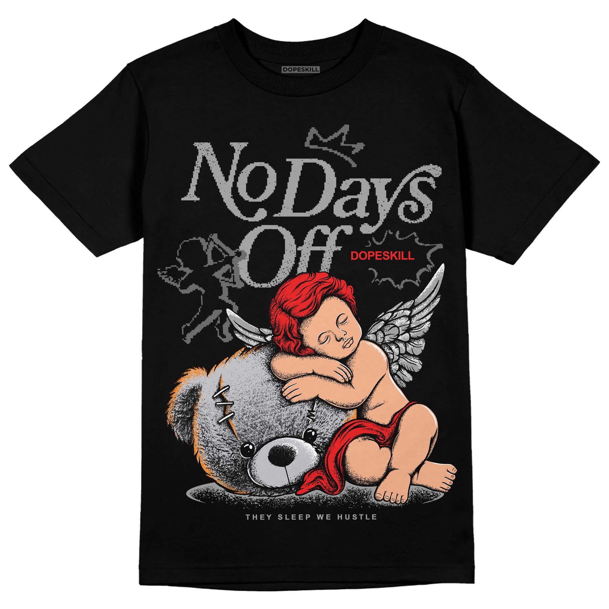 Grey Sneakers DopeSkill T-Shirt New No Days Off Graphic Streetwear - Black