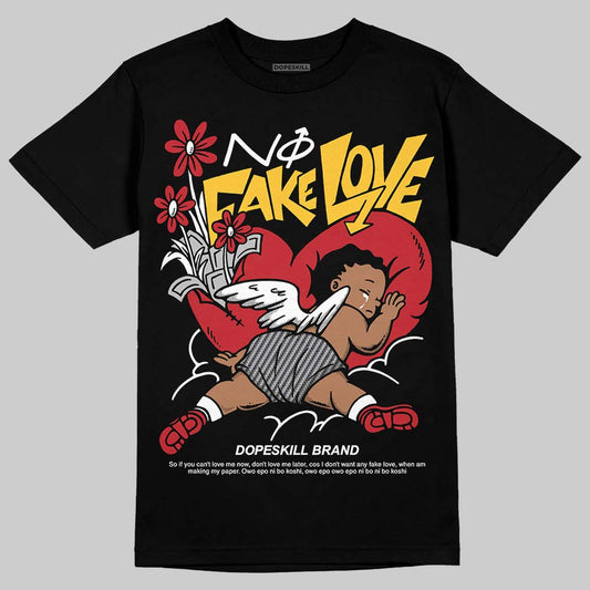 Jordan 14 Retro Ferrari (2025) DopeSkill T-Shirt No Fake Love Graphic Streetwear - Black