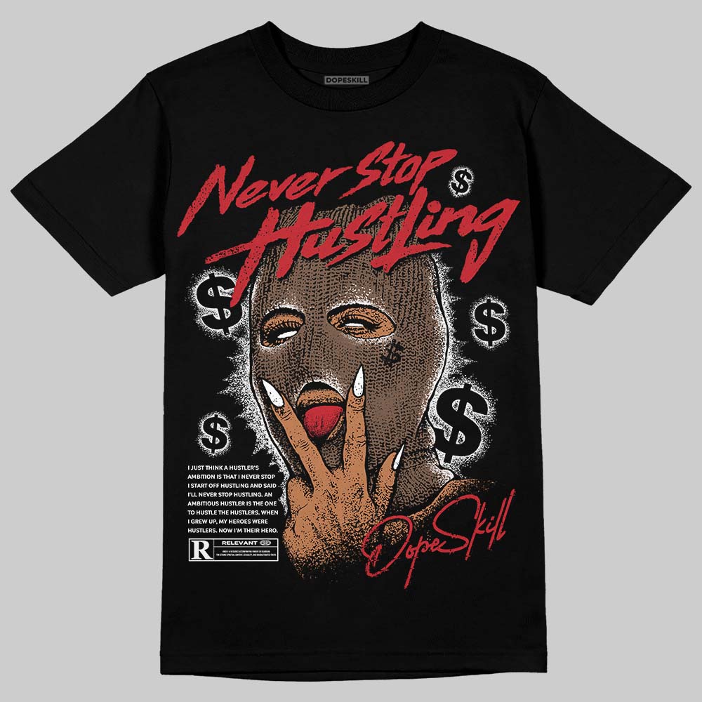 Jordan 9 'Olive' DopeSkill T-Shirt Never Stop Hustling Graphic Streetwear - Black