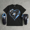 Black University Blue 5s DopeSkill T-Shirt Heart Jordan 5 Graphic