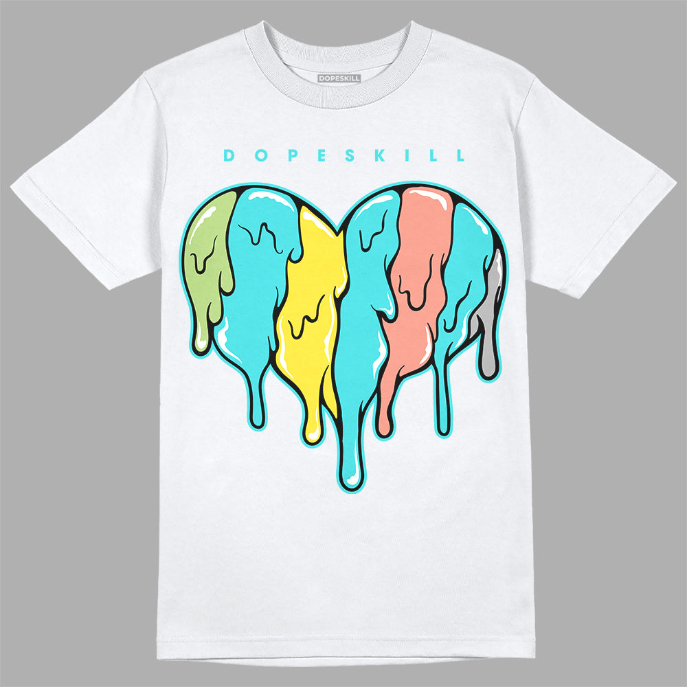 New Balance 9060 “Cyan Burst” DopeSkill T-Shirt Slime Drip Heart Graphic Streetwear - White