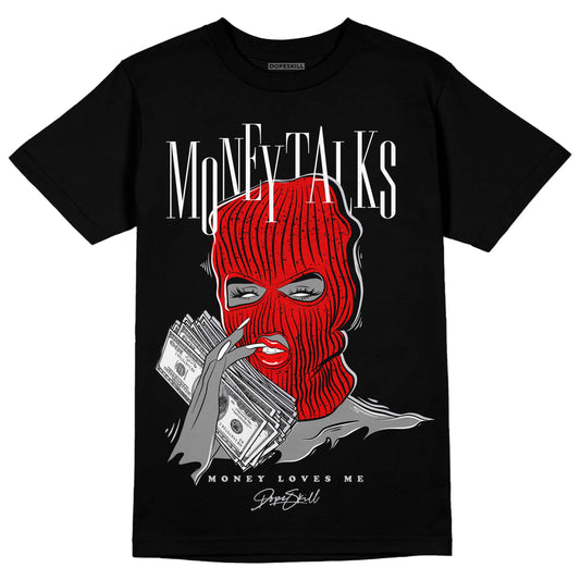 Jordan 4 Retro Red Cement DopeSkill T-Shirt Money Talks Graphic Streetwear - Black