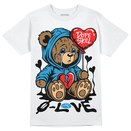 Jordan 4 Retro Military Blue DopeSkill T-Shirt Broken Bear Graphic Streetwear - White