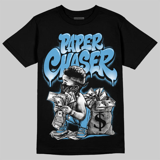 Jordan 14 Retro Black and University Blue DopeSkill T-Shirt Paper Chaser Boy Graphic Streetwear - Black