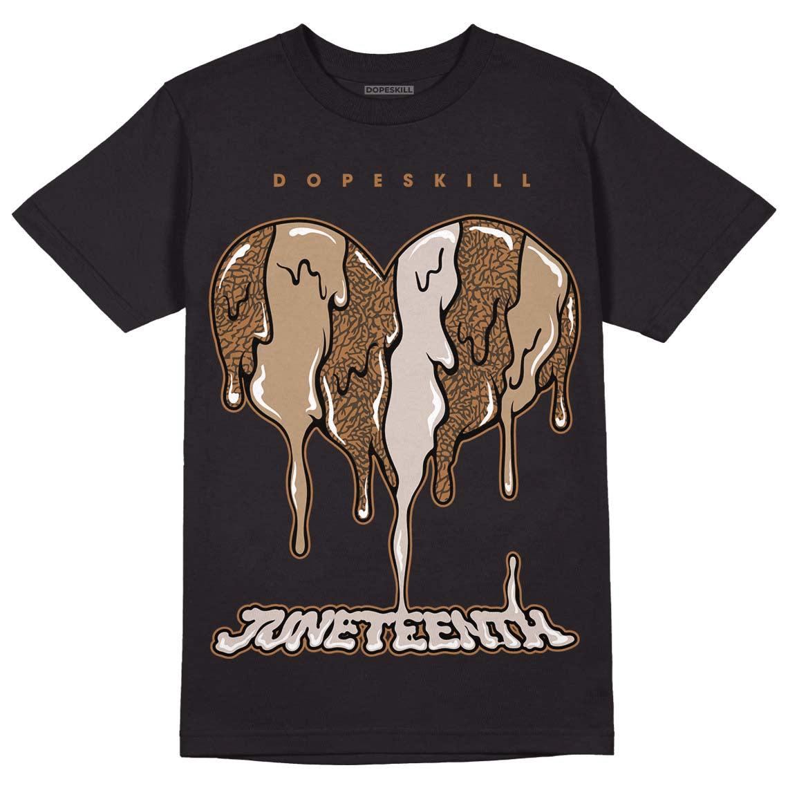 Jordan 3 Retro Palomino DopeSkill T-Shirt Juneteenth Heart Graphic Streetwear - Black