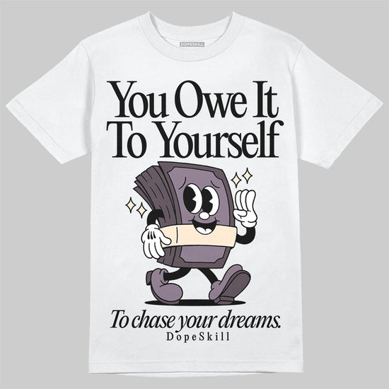 A Ma Maniére x Air Jordan 3 Black Violet Ore DopeSkill T-Shirt Owe It To Yourself Graphic Streetwear - White 