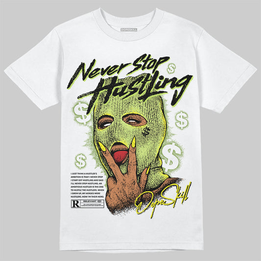 Jordan 13 Retro Bright Cactus DopeSkill T-Shirt Never Stop Hustling Graphic Streetwear - White