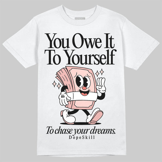 Lanvin Leather Curb Glitter Pale Pink  DopeSkill T-Shirt Owe It To Yourself Graphic Streetwear  - White