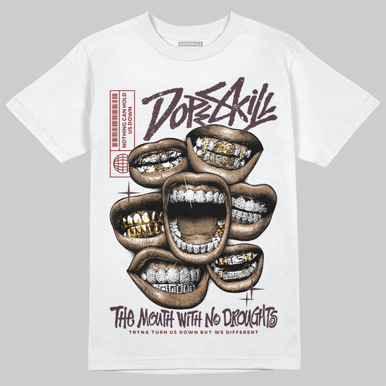 Adidas Samba OG Maroon Gold Metallic DopeSkill T-Shirt The Mouth With No Droughts Graphic Streetwear - White