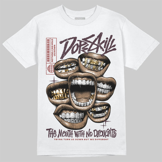 Adidas Samba OG Maroon Gold Metallic DopeSkill T-Shirt The Mouth With No Droughts Graphic Streetwear - White