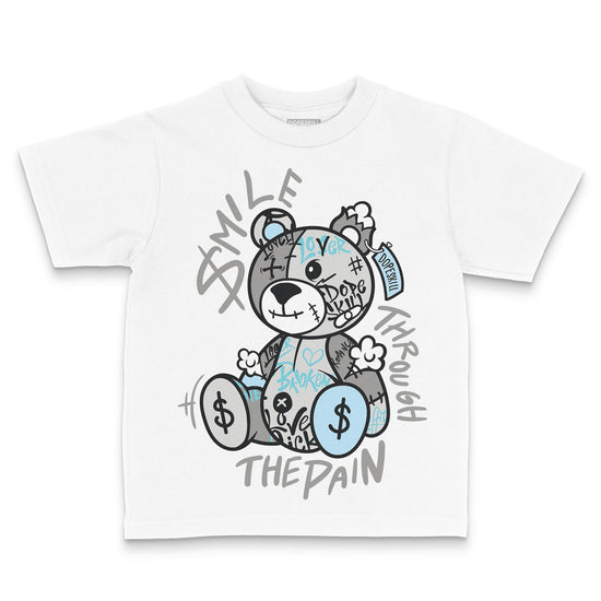 Jordan 4 Retro GS “Blue Chill” DopeSkill Toddler Kids T-shirt Smile Through The Pain Graphic Streetwear - White