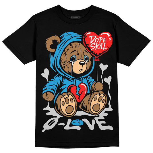 Jordan 4 Retro Military Blue DopeSkill T-Shirt Broken Bear Graphic Streetwear - Black