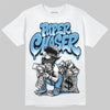 Jordan 14 Retro Black and University Blue DopeSkill T-Shirt Paper Chaser Boy Graphic Streetwear - White