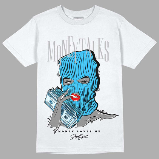 Jordan 2 Low "University Blue" DopeSkill T-Shirt Money Talks Graphic Streetwear - White