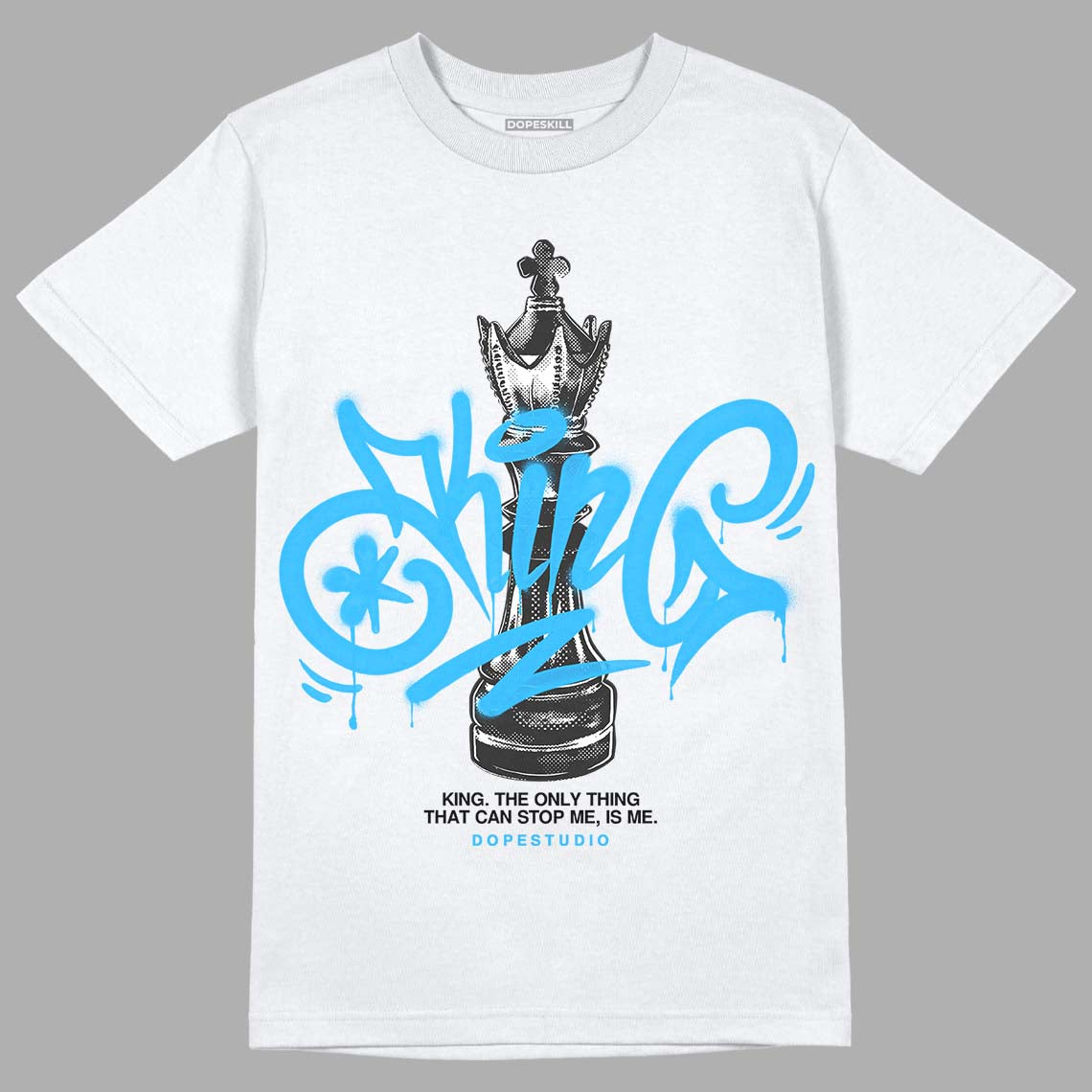 Jordan 1 High Retro OG “University Blue” DopeSkill T-Shirt King Chess Graphic Streetwear - White