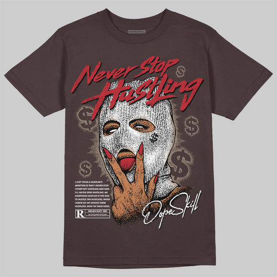 SoleFly x Air Jordan 12 Retro SP 'Cafecito/Baroque Brown' DopeSkill T-Shirt Never Stop Hustling Graphic Streetwear - Dark Chocolate