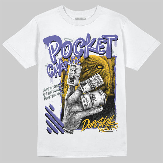 Jordan 4 Retro Lakers DopeSkill T-Shirt Pocket Change Graphic Streetwear - White 