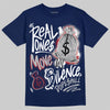 Jordan 12 Retro French Blue (2025) DopeSkill T-Shirt Real Ones Move In Silence Graphic Streetwear - navy