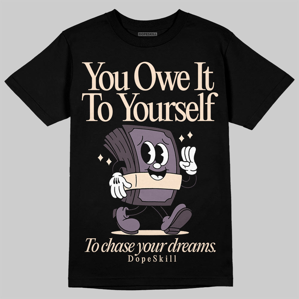 A Ma Maniére x Air Jordan 3 Black Violet Ore DopeSkill T-Shirt Owe It To Yourself Graphic Streetwear - Black