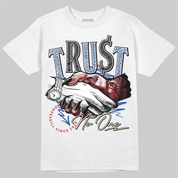 Jordan Spizike Low “Storm Blue” DopeSkill T-Shirt Trust No One Graphic Streetwear - White 