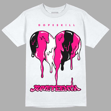 Jordan 1 Low GS “Fierce Pink” Dopeskill T-Shirt Juneteenth Heart Graphic Streetwear - White