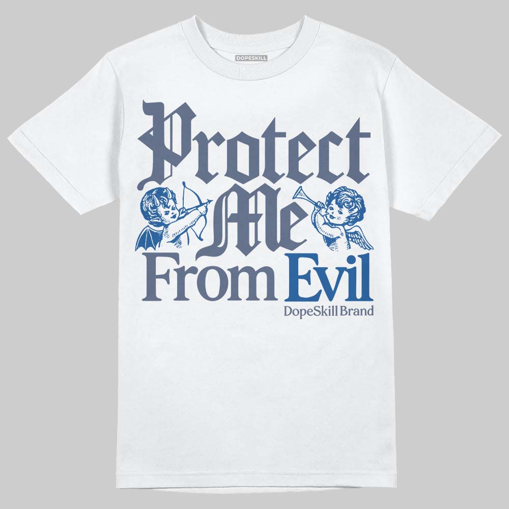 Jordan 11 Retro Low Diffused Blue DopeSkill T-Shirt Protect Me From Evil Graphic Streetwear - White