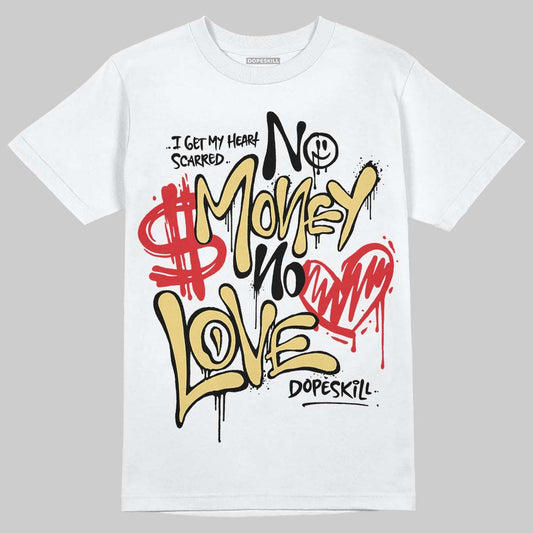 Quai 54 x Air Jordan 1 Retro Low OG Tour Yellow Black DopeSkill T-Shirt No Money No Love Typo Graphic Streetwear - White