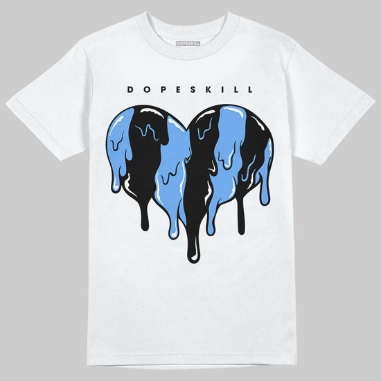Jordan 5 Black University Blue DopeSkill T-Shirt Slime Drip Heart Graphic Streetwear - WHite 