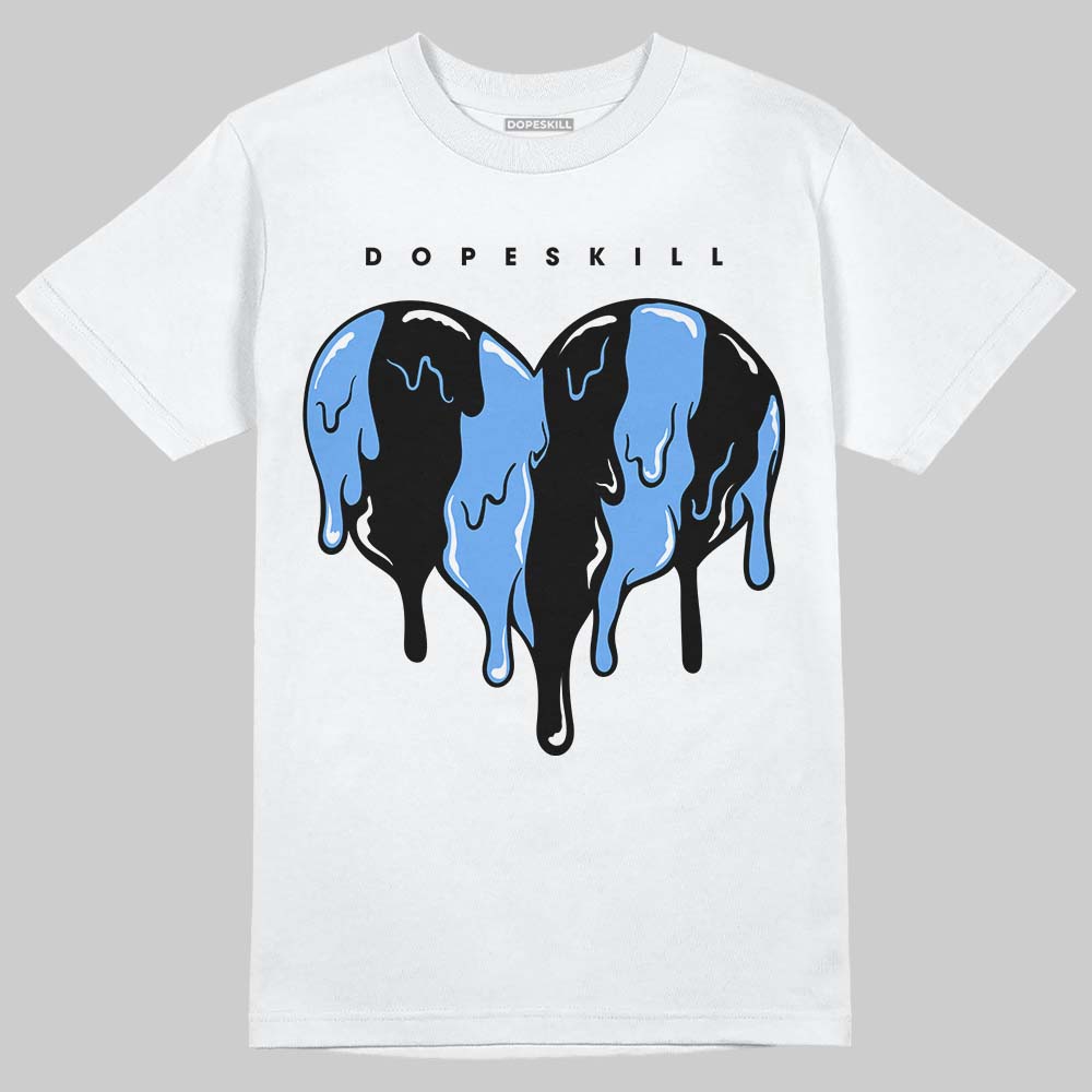 Jordan 5 Black University Blue DopeSkill T-Shirt Slime Drip Heart Graphic Streetwear - WHite 