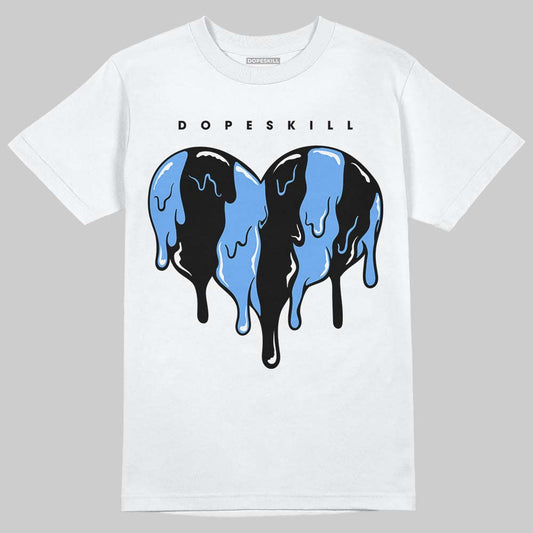 Jordan 5 Black University Blue DopeSkill T-Shirt Slime Drip Heart Graphic Streetwear - WHite 