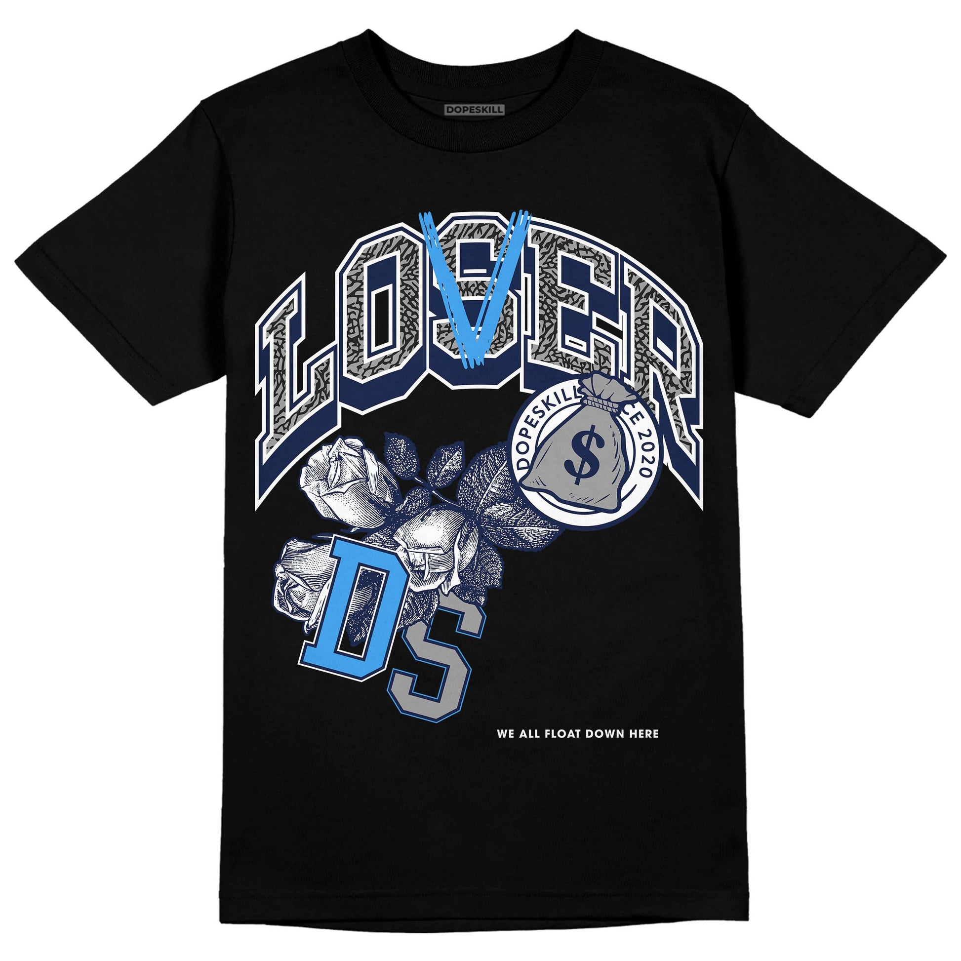 Jordan 3 "Midnight Navy" DopeSkill T-Shirt Loser Lover Graphic Streetwear - Black