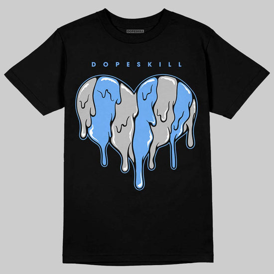 Jordan 5 Black University Blue DopeSkill T-Shirt Slime Drip Heart Graphic Streetwear - Black