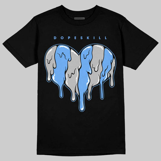 Jordan 5 Black University Blue DopeSkill T-Shirt Slime Drip Heart Graphic Streetwear - Black