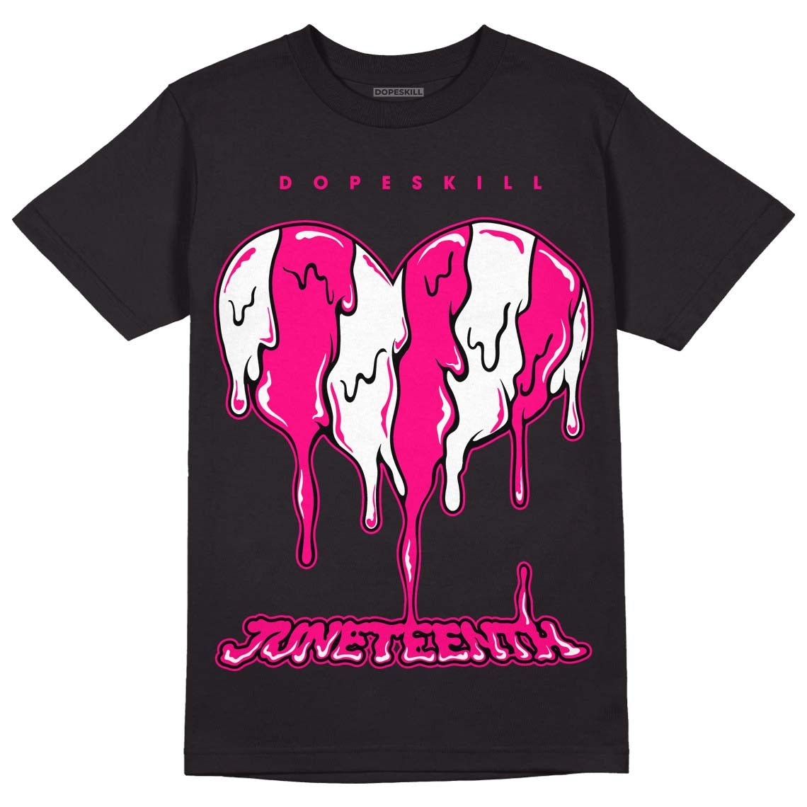 Jordan 1 Low GS “Fierce Pink” Dopeskill T-Shirt Juneteenth Heart Graphic Streetwear - Black