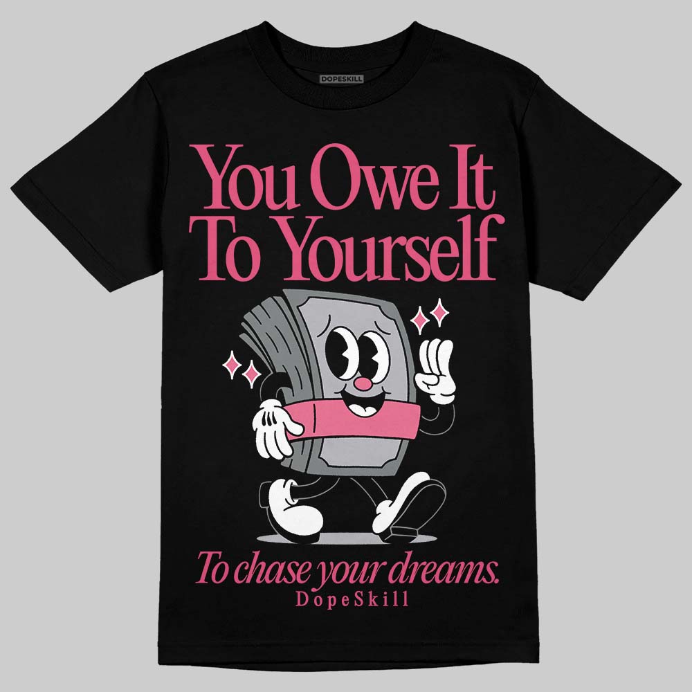 ASICS Gel Kayano 14 Pink Glo DopeSkill T-Shirt Owe It To Yourself Graphic Streetwear - Black