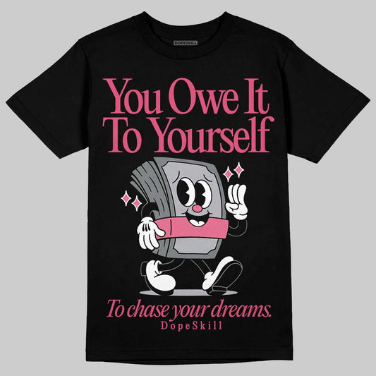 ASICS Gel Kayano 14 Pink Glo DopeSkill T-Shirt Owe It To Yourself Graphic Streetwear - Black